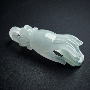 糯冰种翡翠飘花神之手吊坠