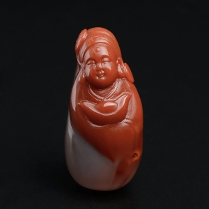 冰飘南红财神吊坠