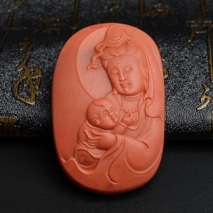 南红送子观音吊坠