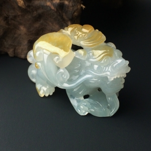 糯种黄翡貔貅吊坠