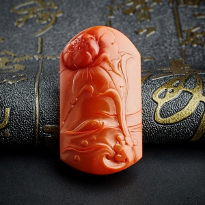 满肉柿子红南红一品清廉吊坠