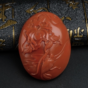 柿子红南红鸟语花香吊坠