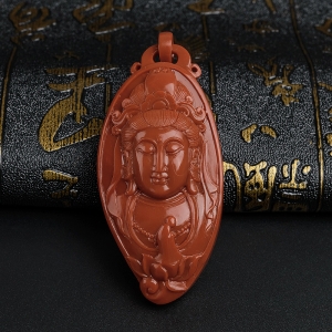 柿子红南红观音吊坠