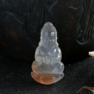 冰飘南红佛吊坠