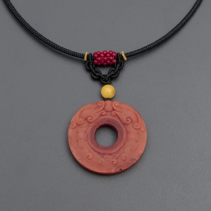 柿子红南红仿古平安扣吊坠