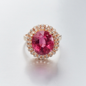 18K镶钻碧玺戒指