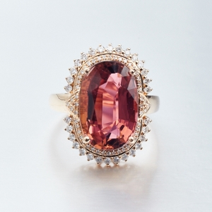 18K镶钻碧玺戒指