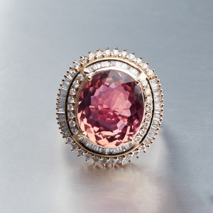 18K镶钻碧玺戒指