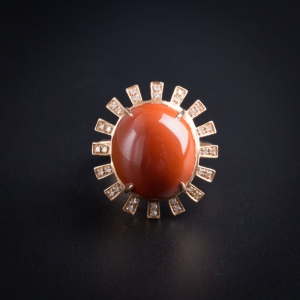 柿子红南红戒指