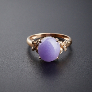 18K镶钻糯种紫罗兰翡翠戒指