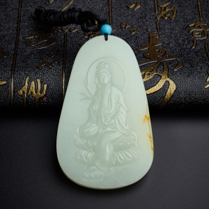 和田玉观音吊坠