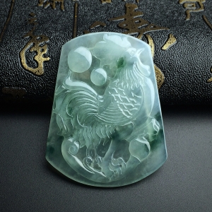 细糯种飘蓝花翡翠一鸣惊人吊坠