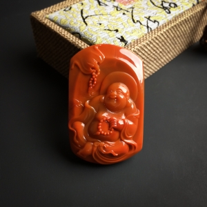 柿子红南红佛牌