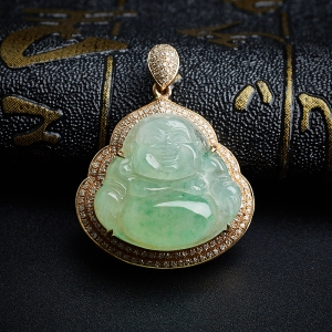 18K糯种绿色翡翠吊坠