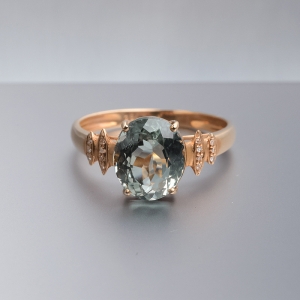 18K金镶钻碧玺戒指