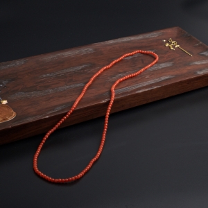 柿子红南红四圈手串