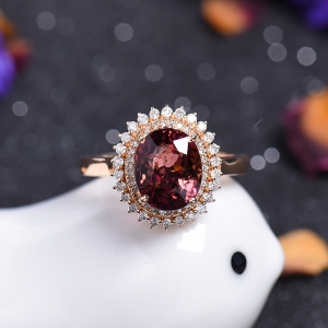 18K金镶钻碧玺戒指