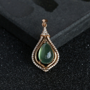 18K玫瑰金镶钻葡萄石吊坠