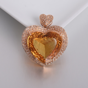 18K金镶钻黄水晶吊坠