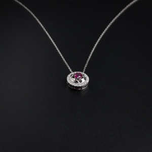 18K金镶钻红宝石项链