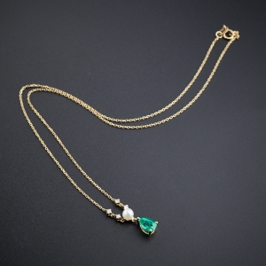 18K金镶祖母绿项链