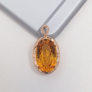 18K金镶钻黄水晶吊坠