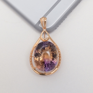 18K金镶钻紫黄晶吊坠