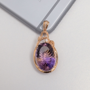 18K金镶钻紫黄晶吊坠