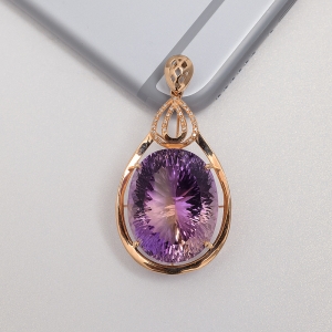 18K金镶钻紫黄晶吊坠