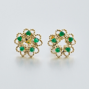 18K金镶祖母绿耳钉