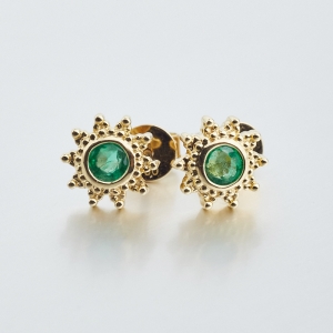18K金镶祖母绿耳钉