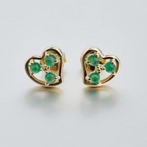 18K金镶祖母绿耳钉