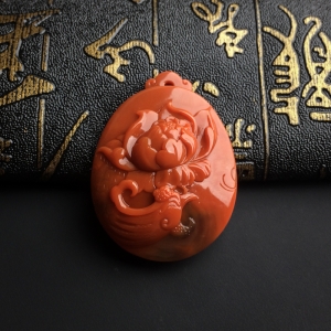 柿子红南红花开富贵吊坠