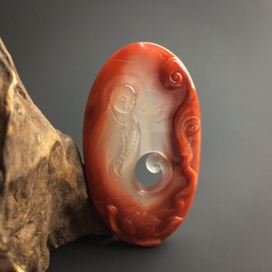 柿子红南红花开见佛吊坠