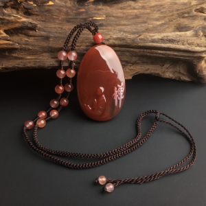 俏色冰飘玫瑰红南红悟道吊坠