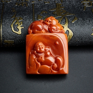 柿子红南红福至财来吊坠