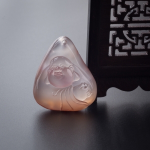 川料冰飘南红佛吊坠