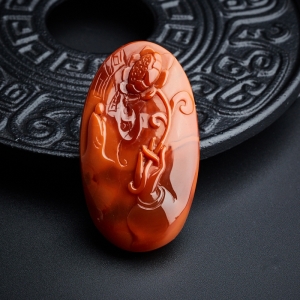 柿子红南红悟道吊坠