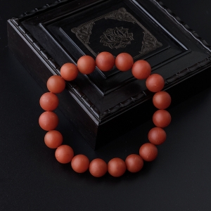 保山柿子红南红圆珠手串