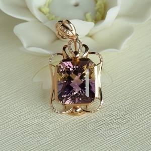 18K金镶钻紫黄晶吊坠
