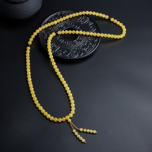 7.5mm鸡油黄蜜蜡手串