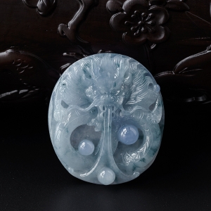 糯种紫罗兰翡翠龙吊坠