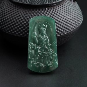 冰糯种晴蓝水翡翠普贤菩萨吊坠