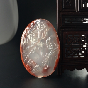 九口冰飘南红禅修吊坠