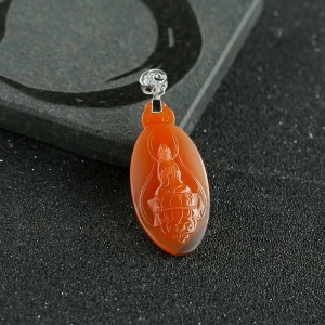 樱桃红南红无相佛吊坠