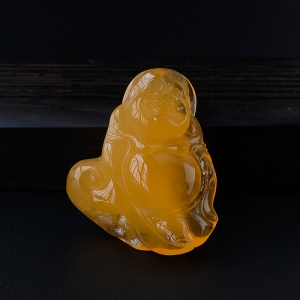 鸡油黄蜜蜡弥勒佛吊坠