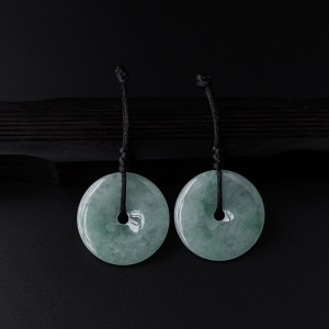 糯种苹果绿翡翠平安扣吊坠