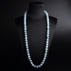 10.5mm糯种浅绿飘花翡翠项链