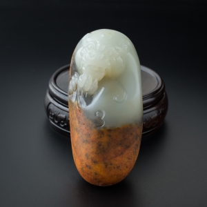 和田玉籽料貔貅手把件