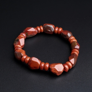 柿子红带皮南红随形手串